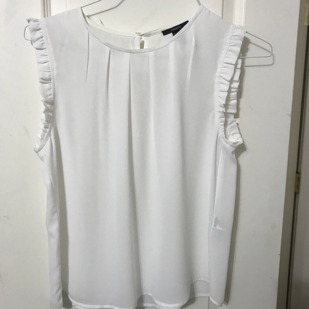 Forever 21 sleeveless ruffle shoulder blouse